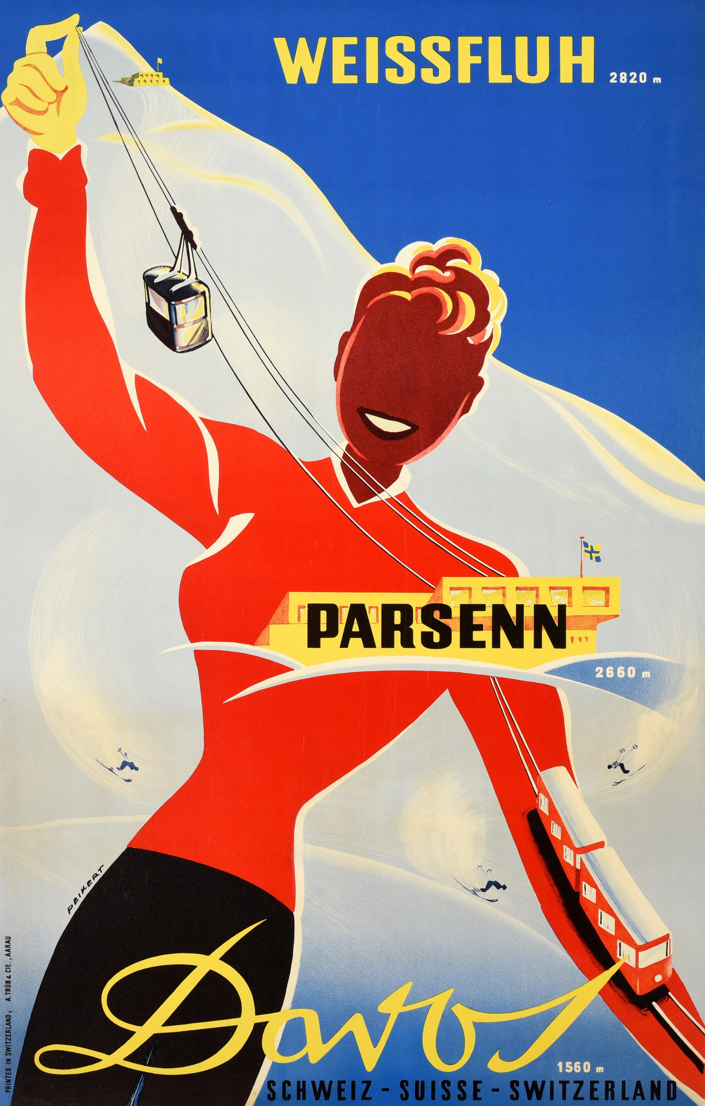 Martin Peikert Print - Original Vintage Poster Weissfluh Parsenn Davos Switzerland Skiing Winter Sport