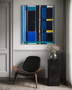 Architectural Geometric Abstraction in Blue, Black, and Yellow