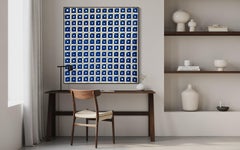 Grille géométrique bleue Peinture abstraite avec répétition - Martín Pelenur