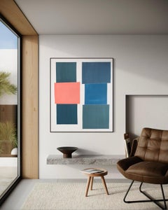 Campo de color Abstracción geométrica Bloques azul coral Contemporáneo Minimalista