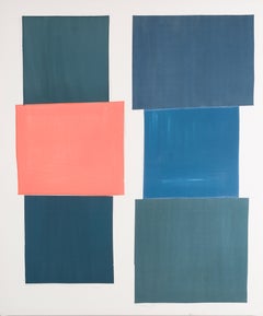 Campo de color Abstracción geométrica Bloques azul coral Contemporáneo Minimalista