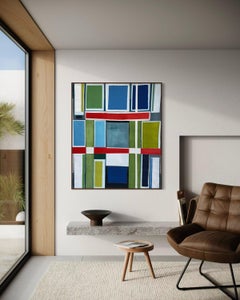 Geometric Abstract Painting with Blue, Green and Red – Martín Pelenur