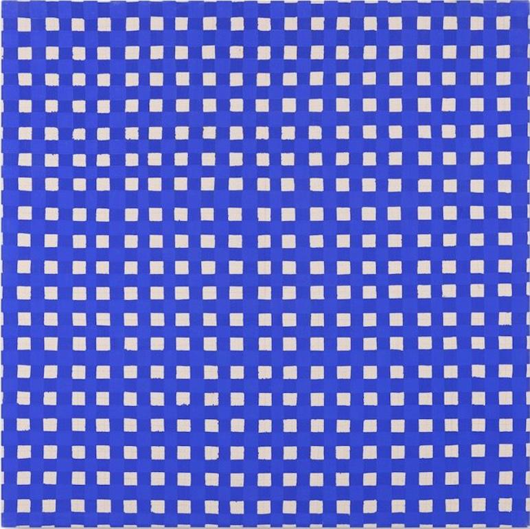 Martin Pelenur  Abstract Painting - Grillas by Martín Pelenur, Abstract Blue Grid Painting Geometric Pattern, 2022