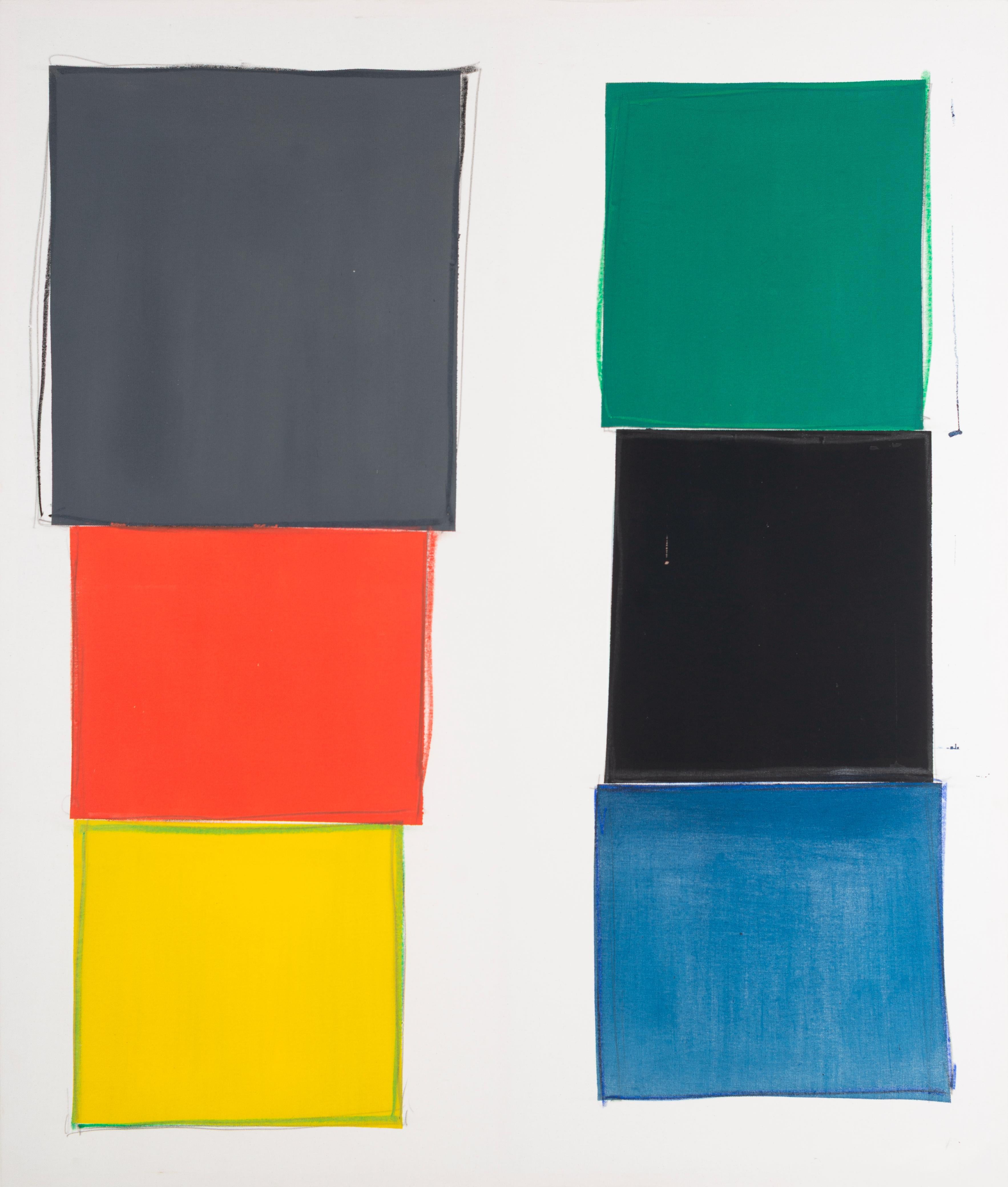 Gemälde im Stil der farbfeldgeometrischen Abstraktion, Acryl auf Leinwand, 130 x 110 cm, 2024 – Art von Martin Pelenur 