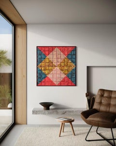 Griglia di Martin Pelenur Pittura astratta geometrica Griglia di diamanti ocra rossa, 2026