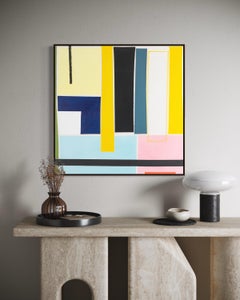 Martín Pelenur Geometric Abstract Painting with Yellow Black Blue Color Block