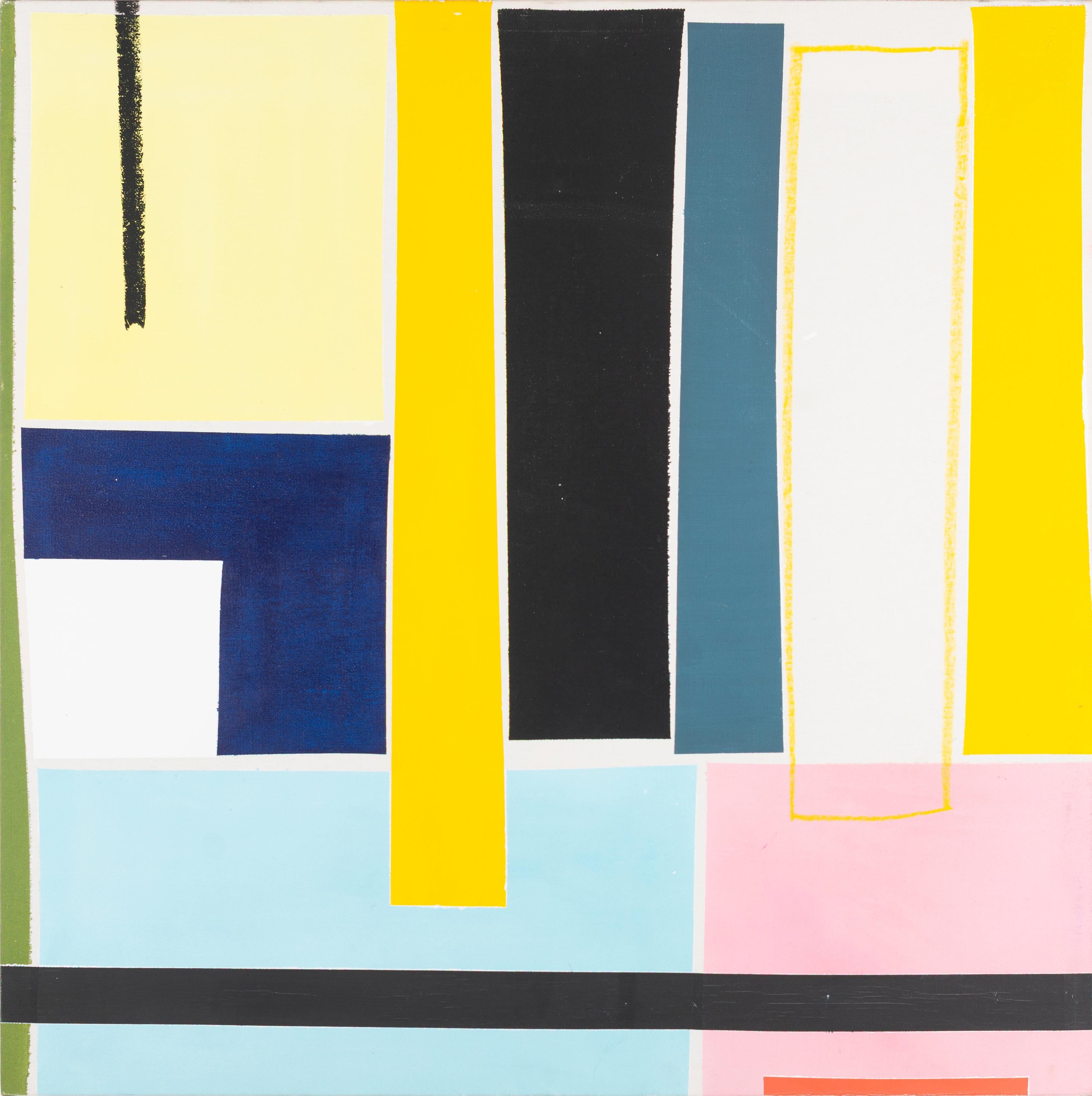 Martín Pelenur Geometric Abstract Painting Yellow Black Blue Color Block, 2020