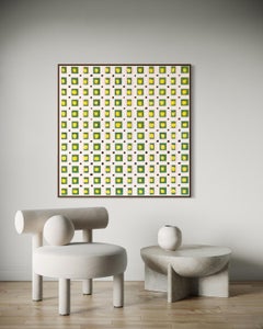 Martín Pelenur Geometric Grid Painting with Yellow and Green Fields