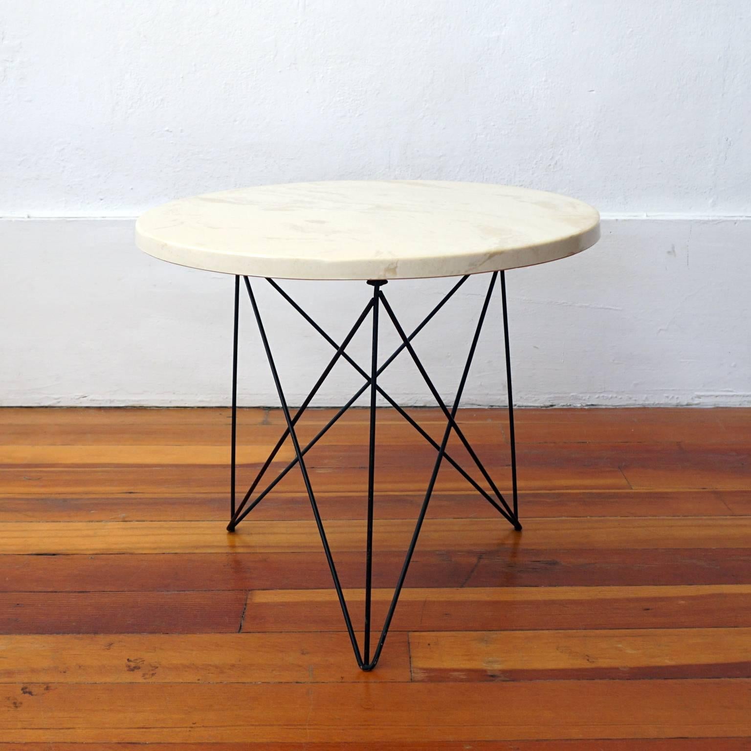 Mid-Century Modern Martin Perfit for Rene Brancusi Marble Top Occasional Table with Strut Base