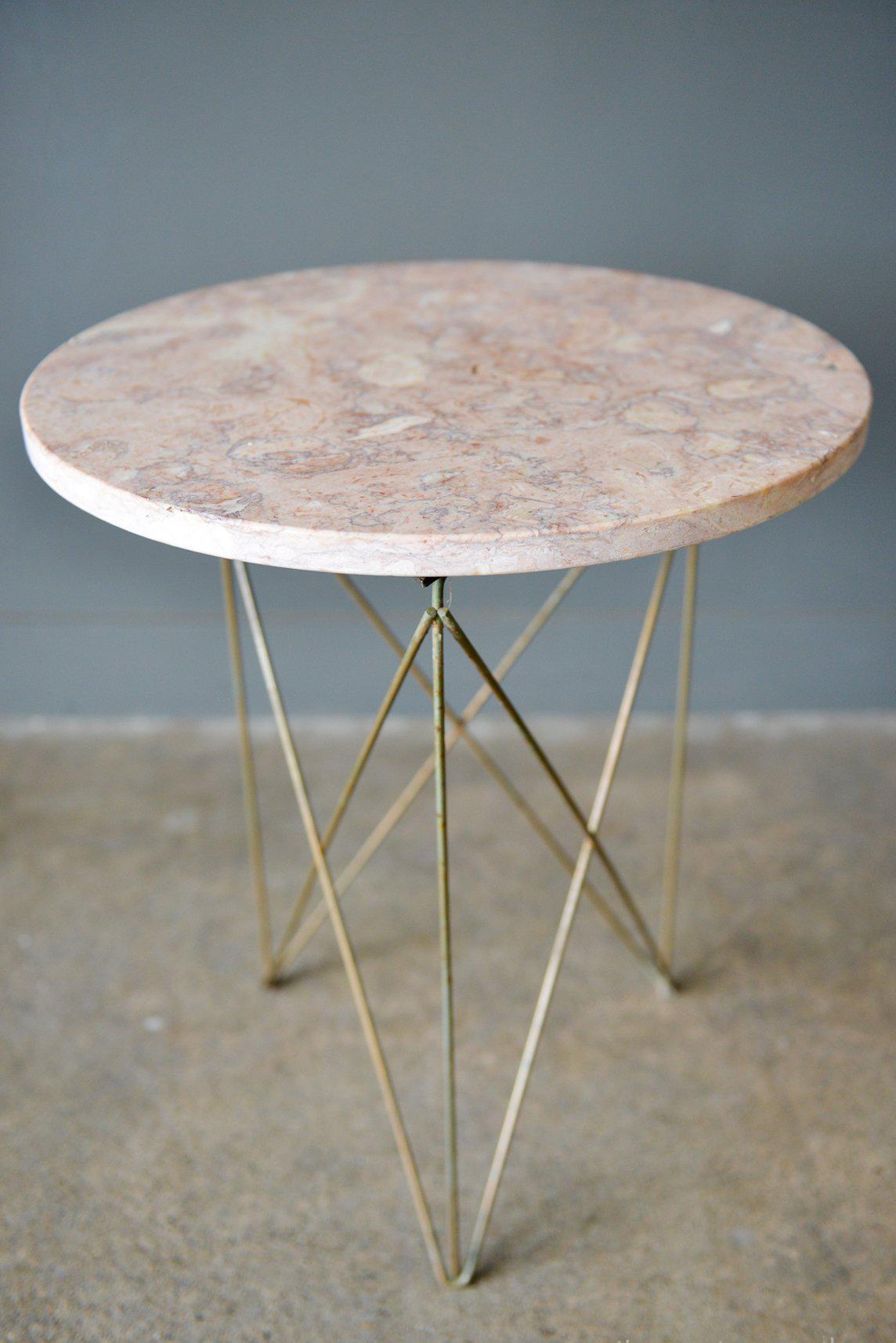 Mid-Century Modern Martin Perfit for Rene Brancusi Stone and Brass Occasional Table, circa 1955