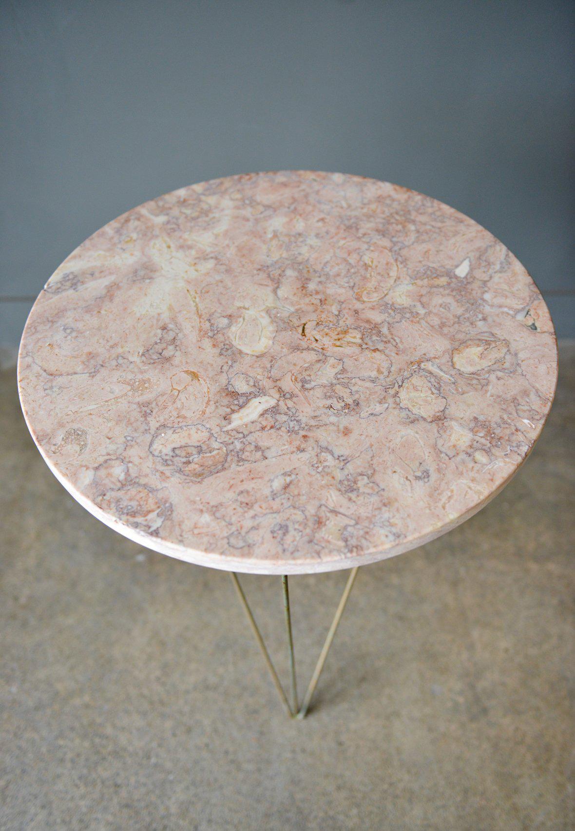 American Martin Perfit for Rene Brancusi Stone and Brass Occasional Table, circa 1955