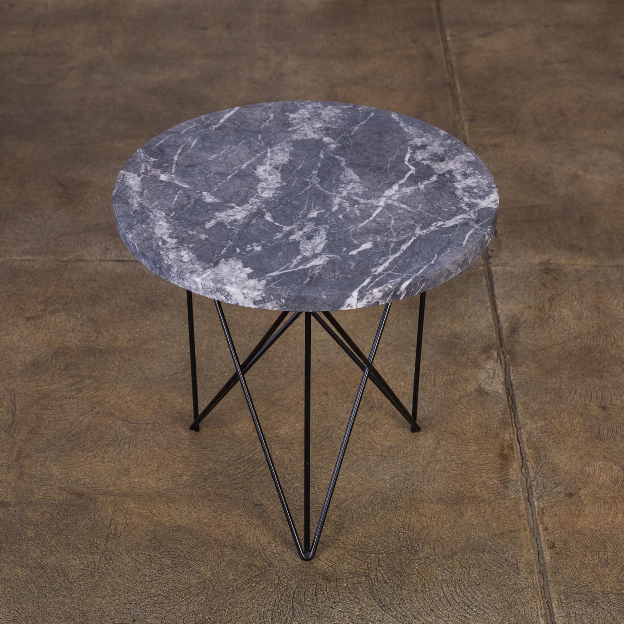 Mid-Century Modern Martin Perfit Marble Side Table with Hairpin Legs