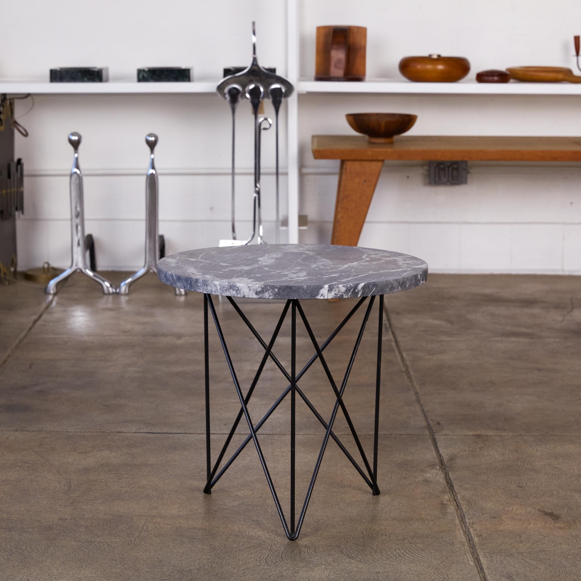 American Martin Perfit Marble Side Table with Hairpin Legs