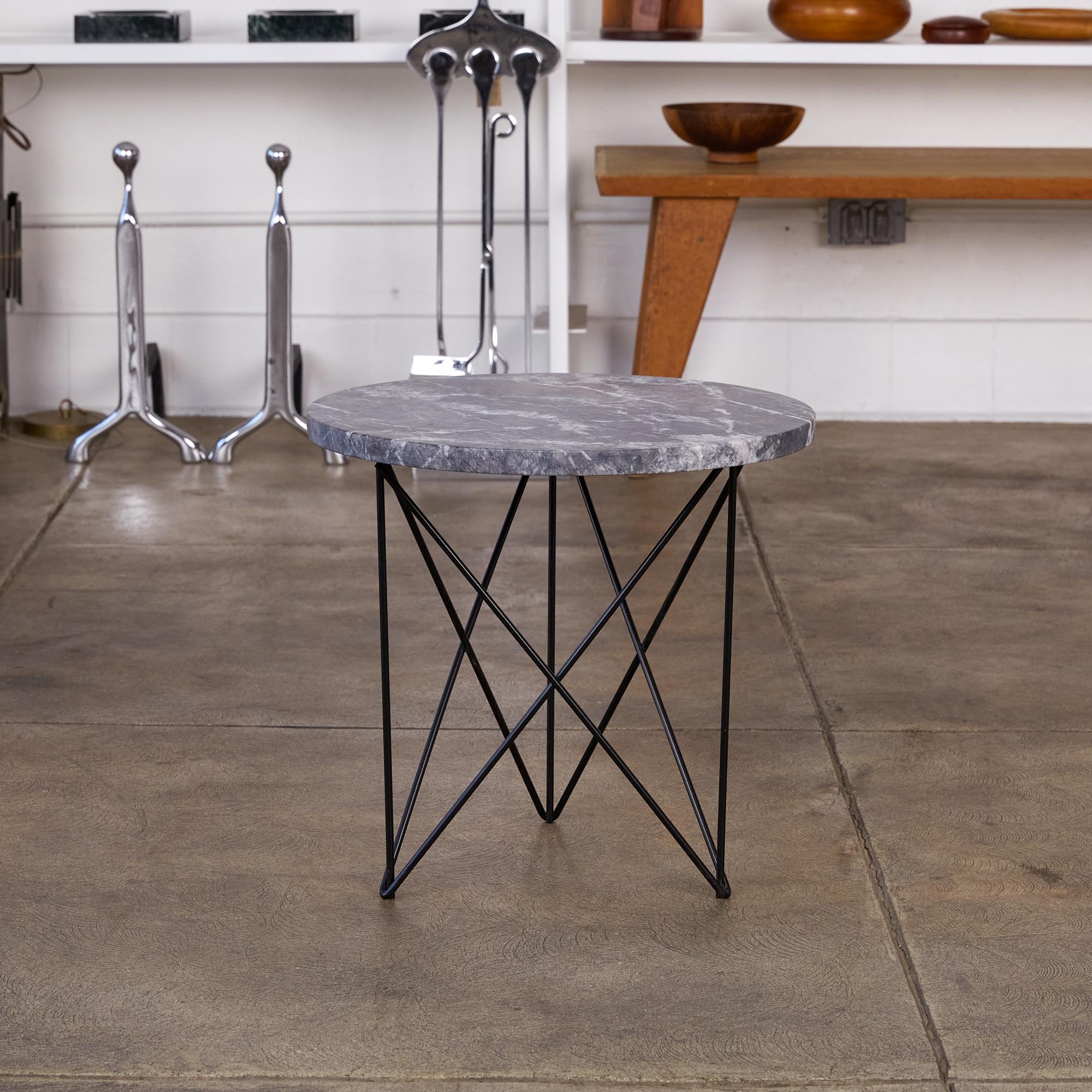 Martin Perfit Marble Side Table with Hairpin Legs In Excellent Condition In Los Angeles, CA
