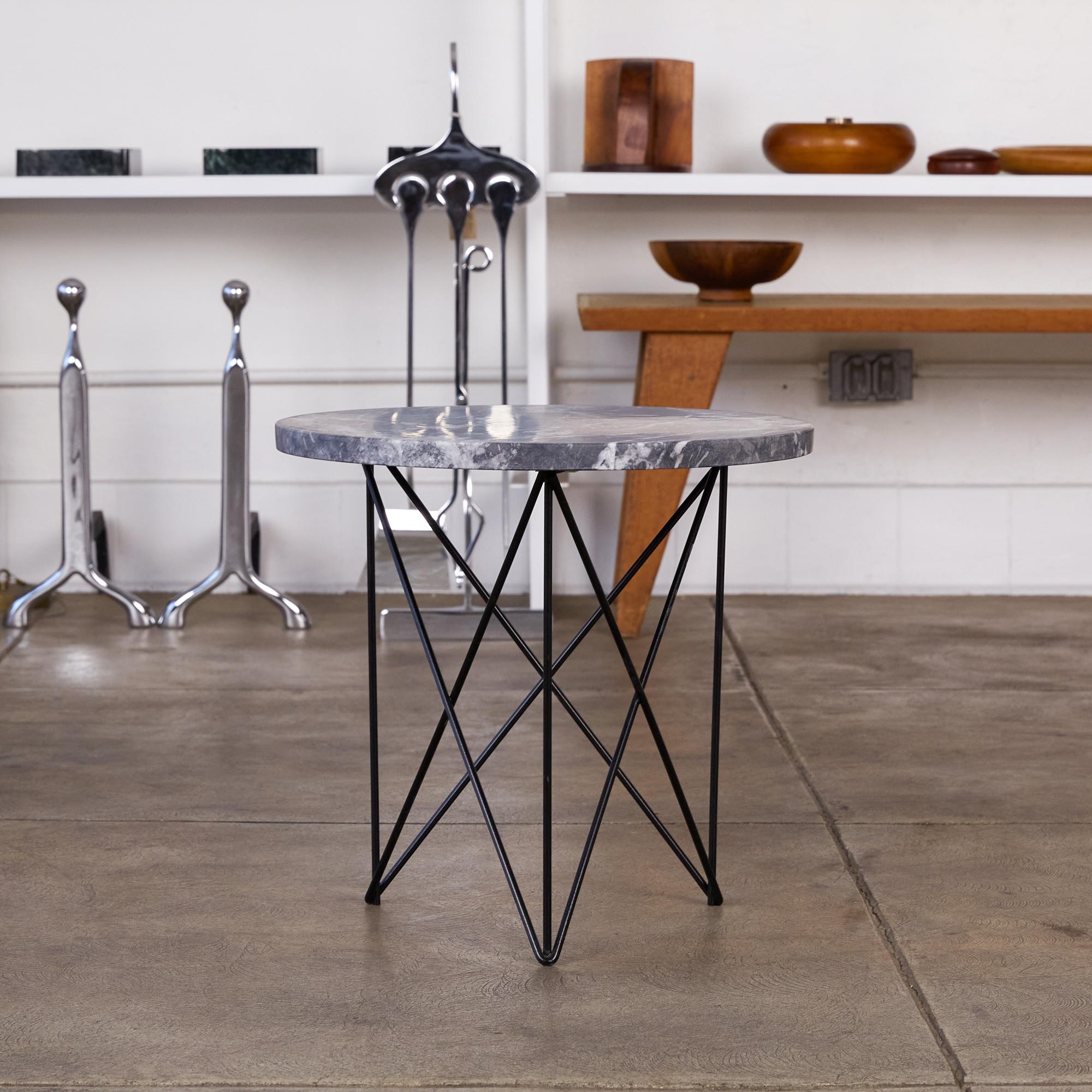 Mid-20th Century Martin Perfit Marble Side Table with Hairpin Legs