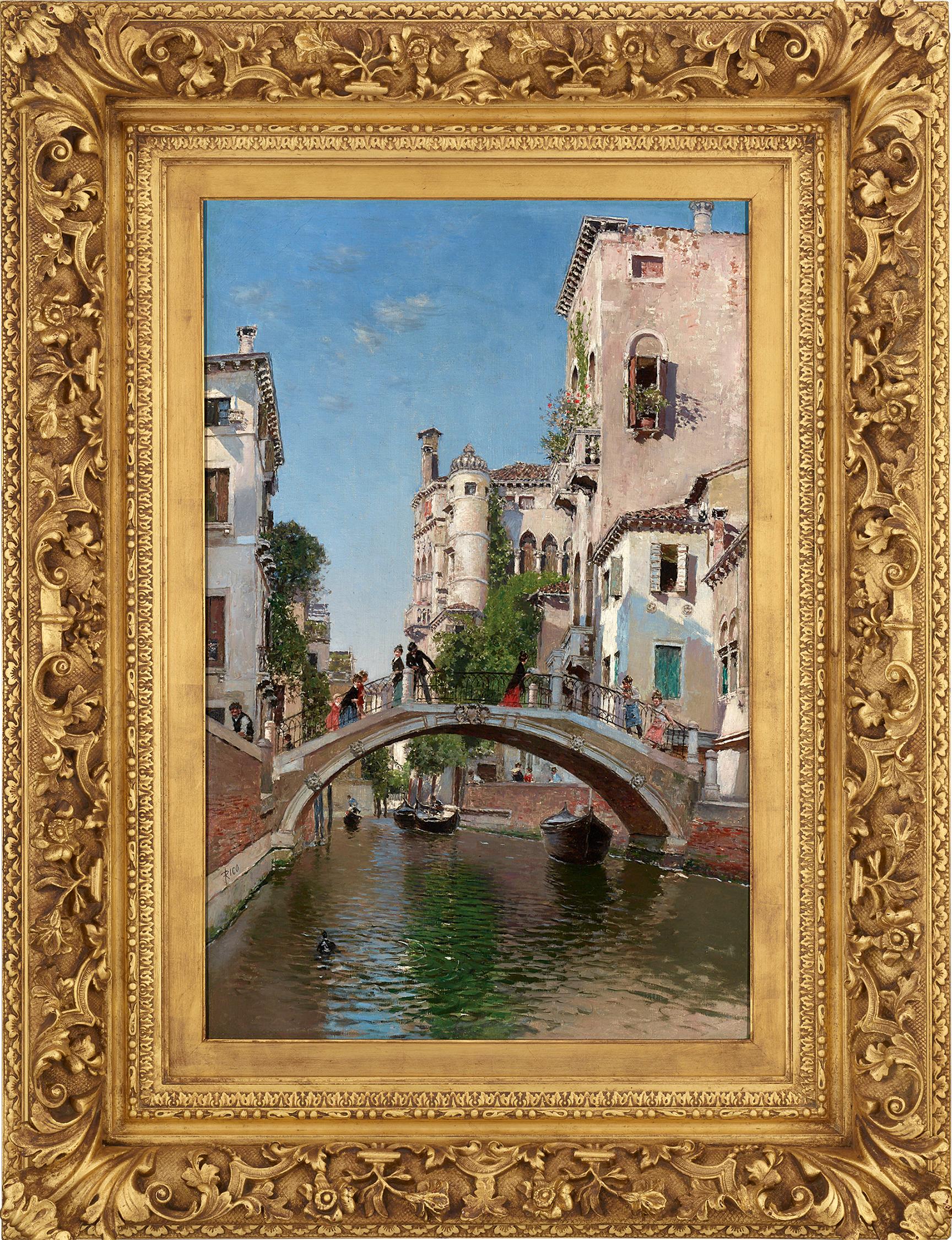 A Canal in Venice - Painting by Martin Rico y Ortega