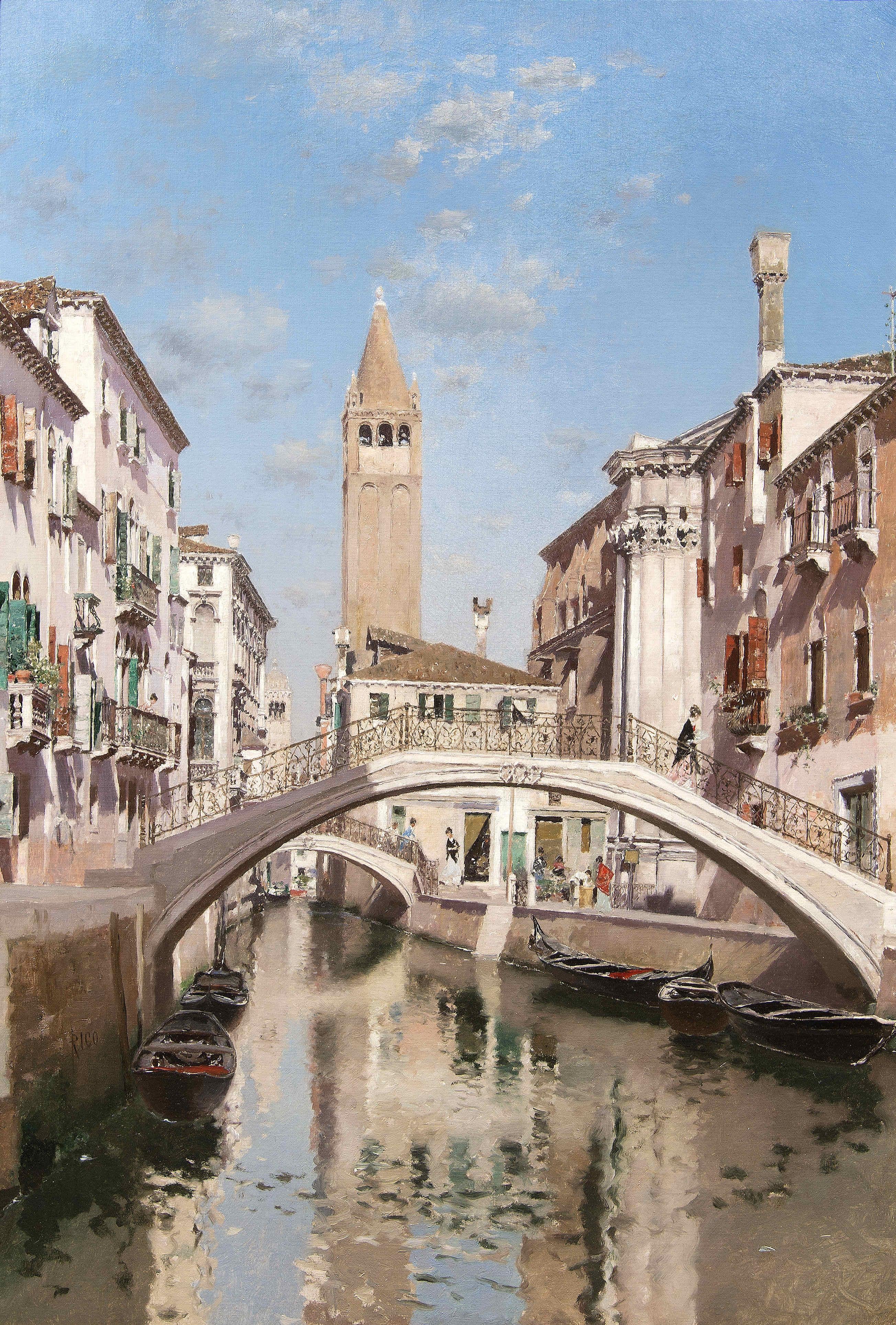 Rio San Barnaba, Venezia - Painting di Martin Rico y Ortega
