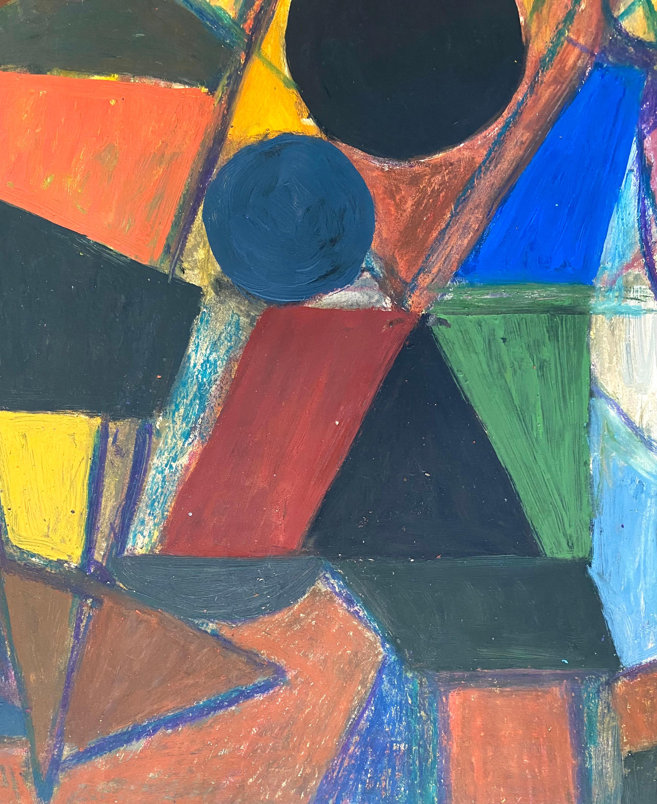 Dipinto ad olio originale su carta d'archivio pesante astratta dell'artista americano Martin Rosenthal. Colori audaci e vivaci.  Firmato in basso a sinistra dall'artista e datato 1964. Le condizioni sono molto buone.  Nessun restauro.  Attualmente