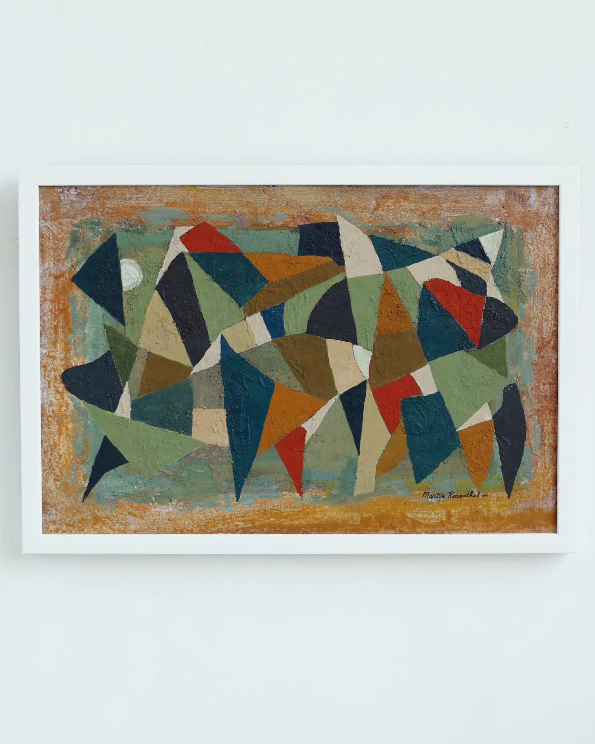 Abstract Oil Painting by Martin Rosenthal 1964 Framed on Board 1