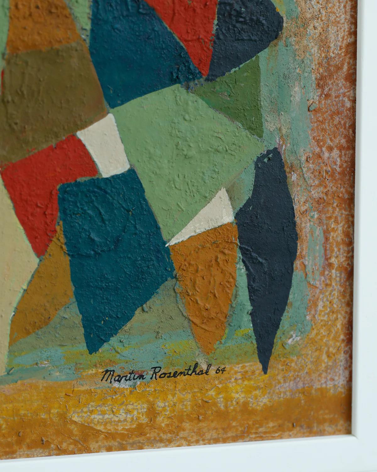 Abstract Oil Painting by Martin Rosenthal 1964 Framed on Board 3