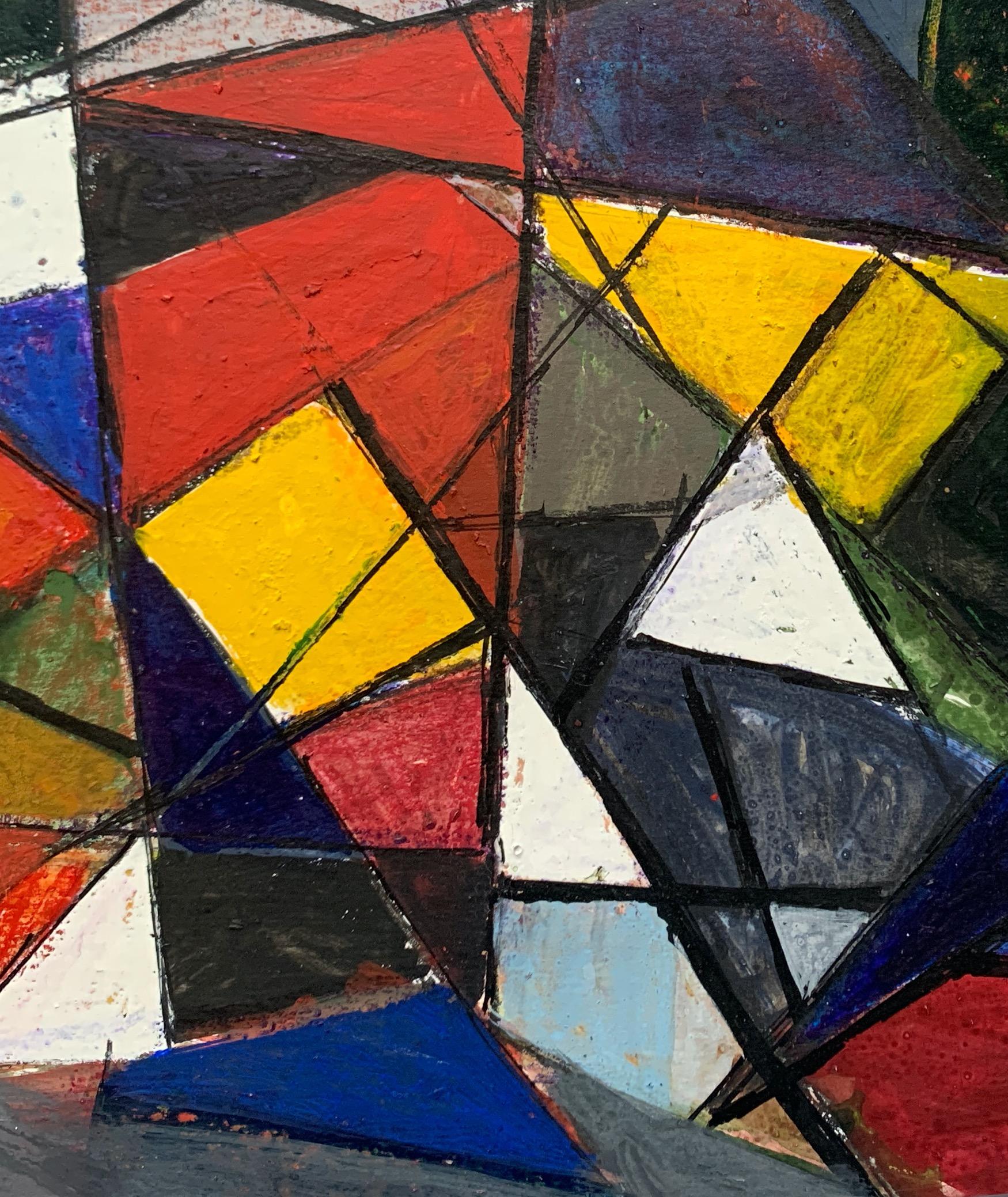 Abstraktes Gemälde „Crossed Lines“ aus der Mitte des Jahrhunderts (Abstrakter Expressionismus), Mixed Media Art, von Martin Rosenthal