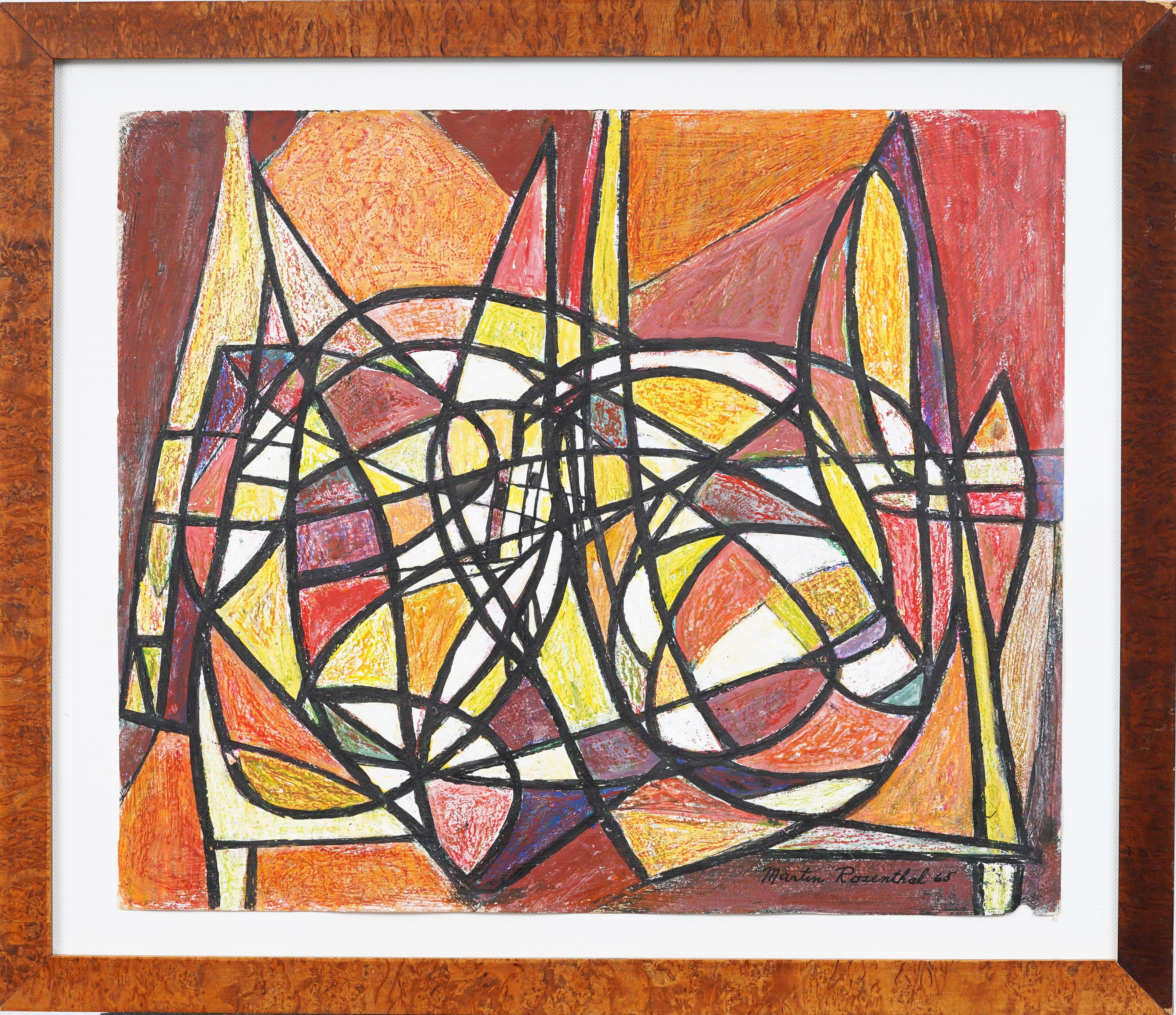 Signierte Vintage American Abstract Expressionist signiert gerahmte Original-Gemälde