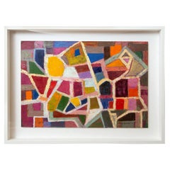Martin Rosenthal Vintage Colorful Oil on Paper Work of Art Custom Framed