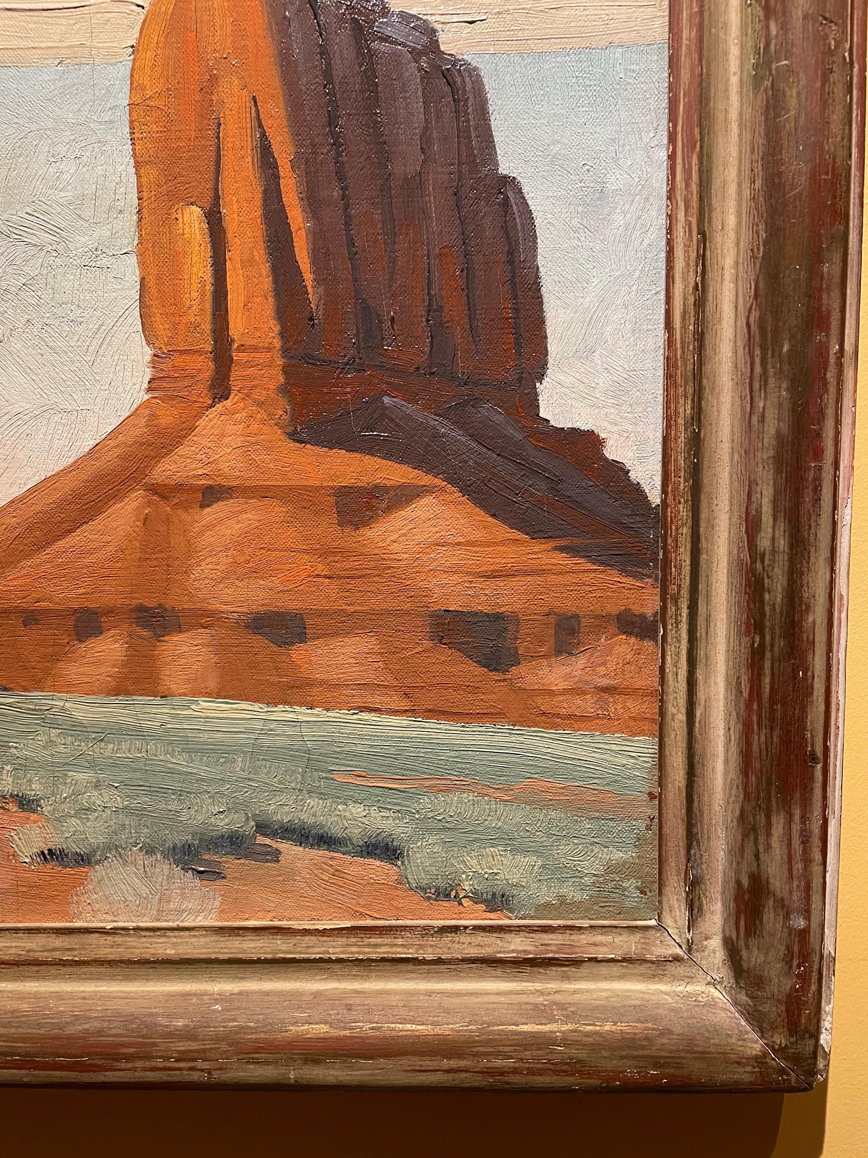 Vintage Modernist Landscape Painting, Monument Valley Arizona, listed artist For Sale 2