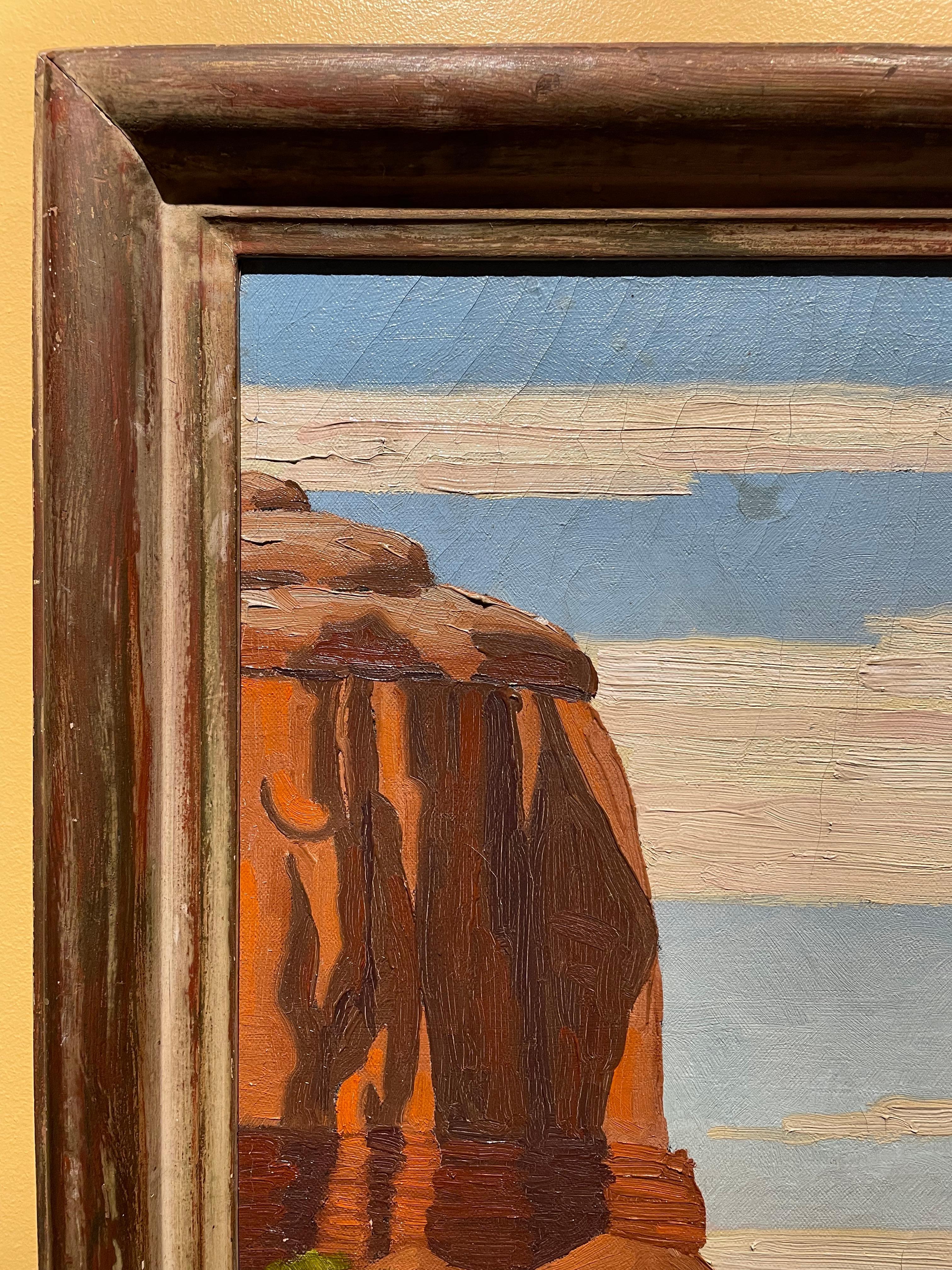 Vintage Modernist Landscape Painting, Monument Valley Arizona, listed artist For Sale 6