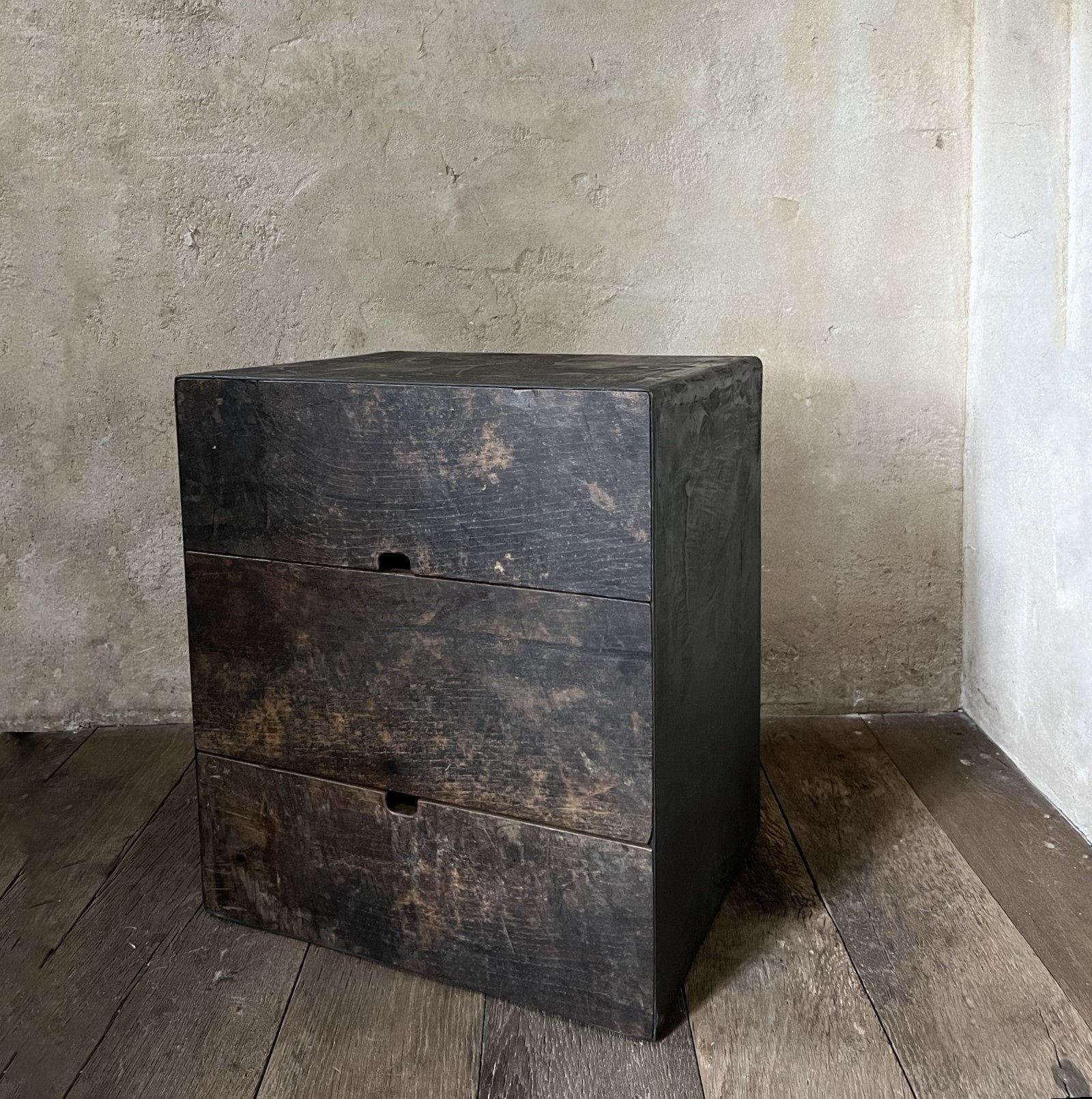 Martin Sideboard Nightstand Reclaimed Chestnut and Marble Plaster 4