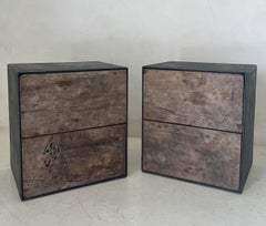 Martin Sideboard Nightstand Reclaimed Walnut and Marble Plaster