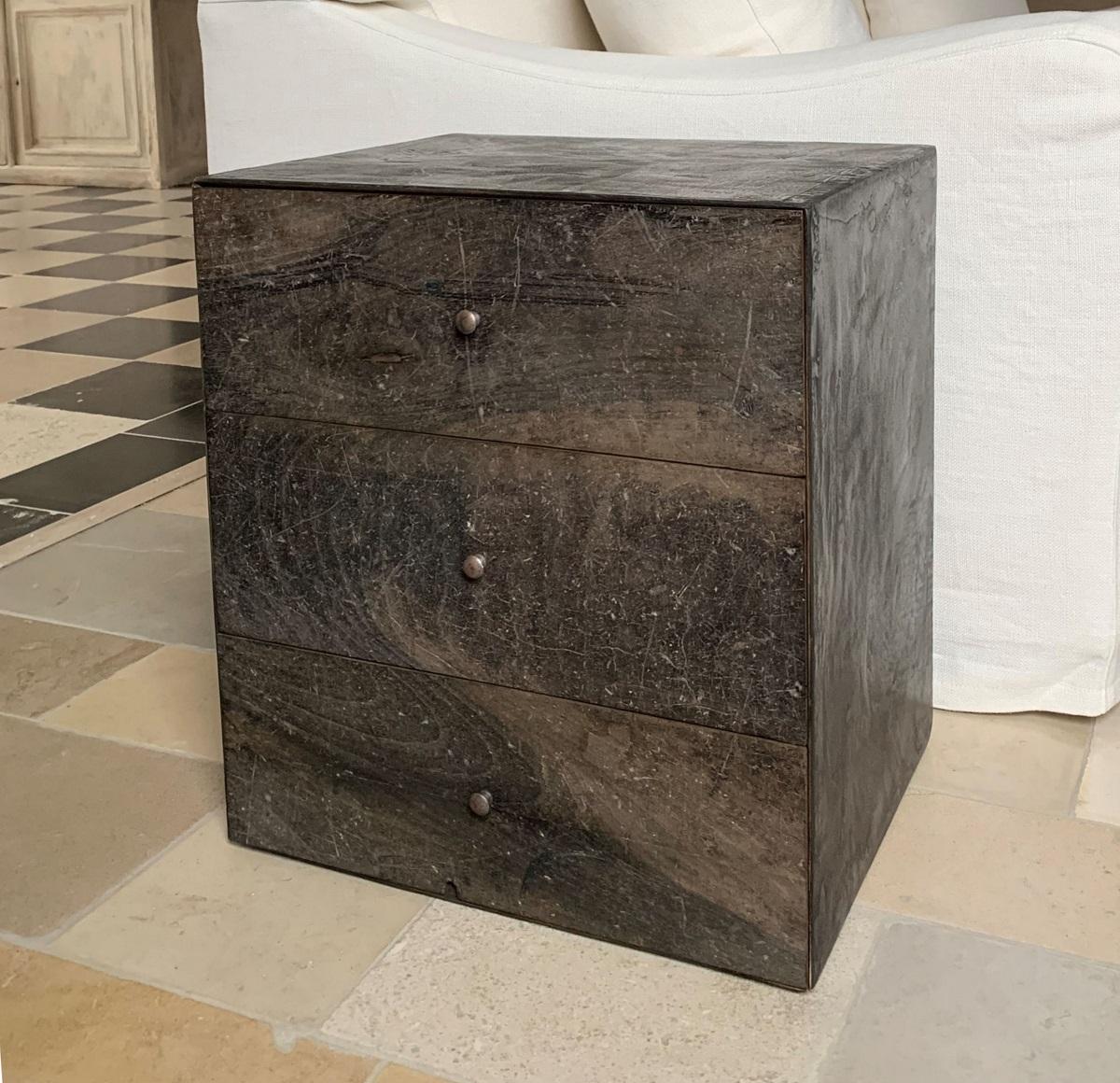 Martin Sideboard Nightstand Reclaimed Wood and Marble Plaster 8