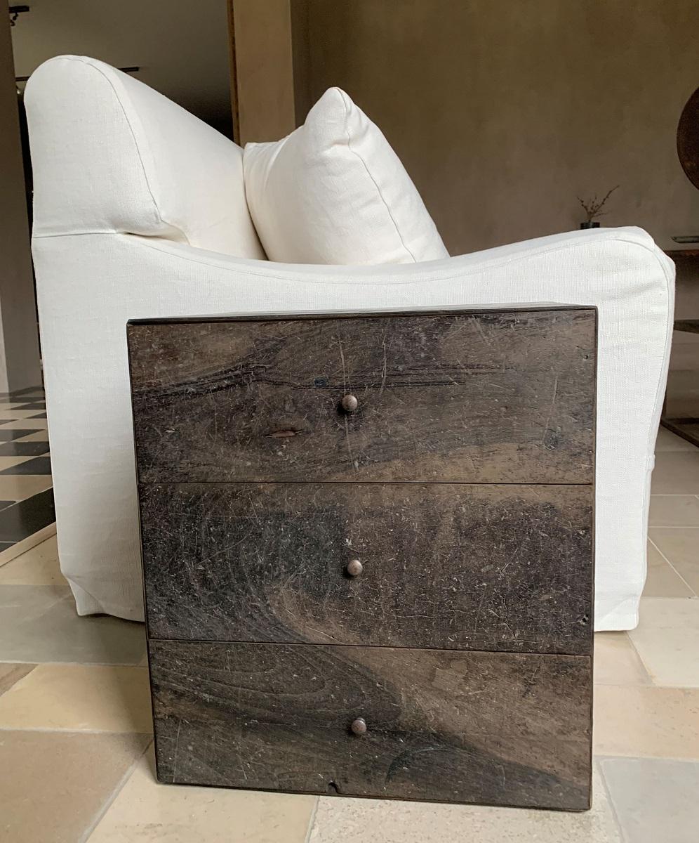 Stucco Martin Sideboard Nightstand Reclaimed Wood and Marble Plaster