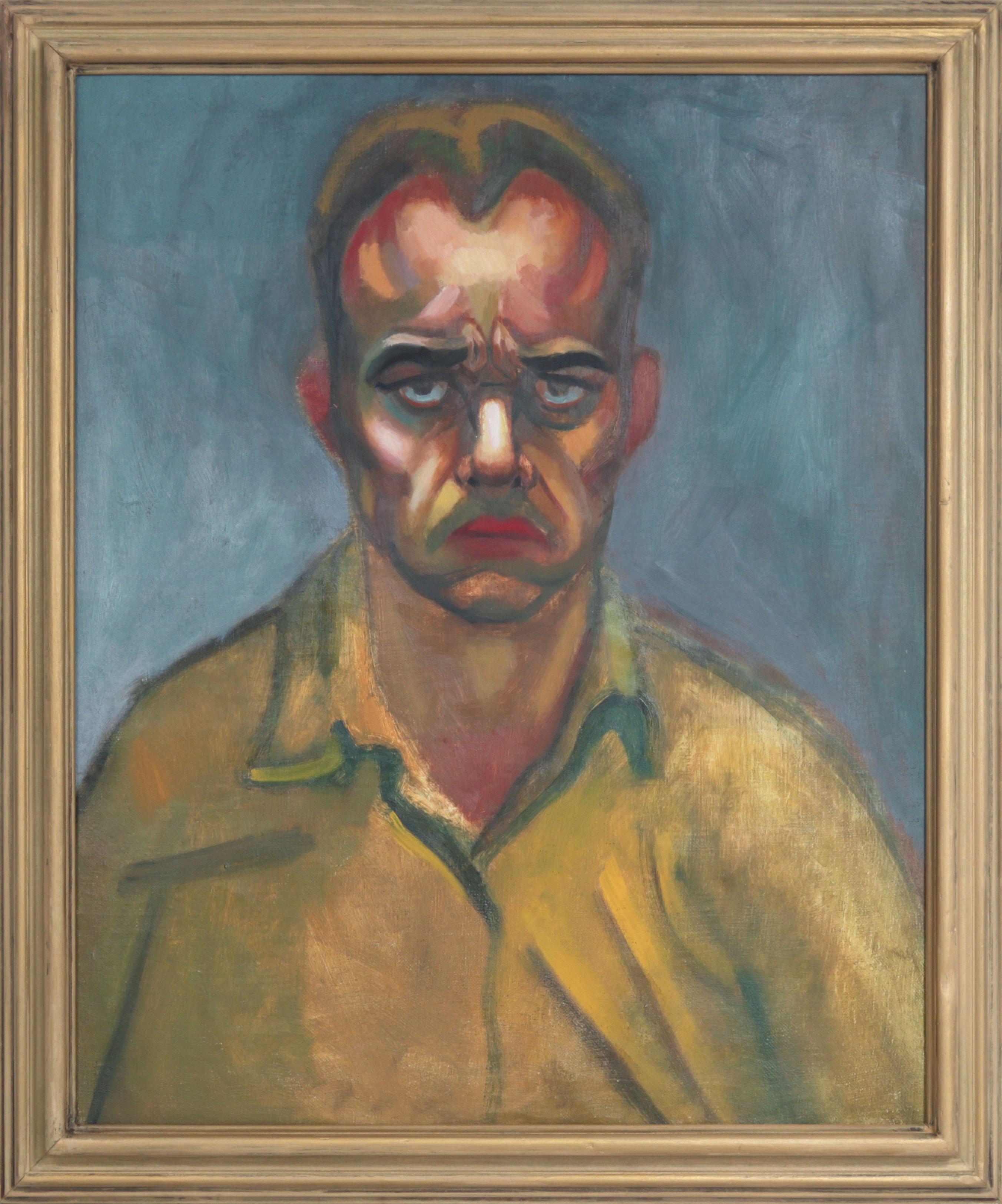 Martin Snipper Portrait Painting - Artist Self Portrait 1940s Oil Painting