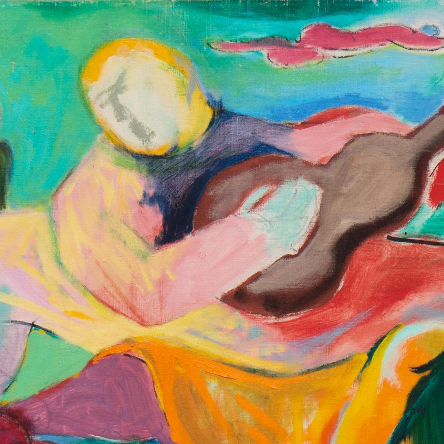 'Concierto', Óleo Expresionista de la Bahía de San Francisco, Academia Nacional, Guitarrista - Painting Moderno de Martin Snipper