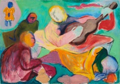 Concerto, olio espressionista della baia di San Francisco, Accademia Nazionale, chitarrista