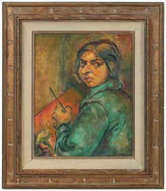 Portrait de l'artiste Ethel Weiner - Peinture à l'huile du milieu du siècle dernier