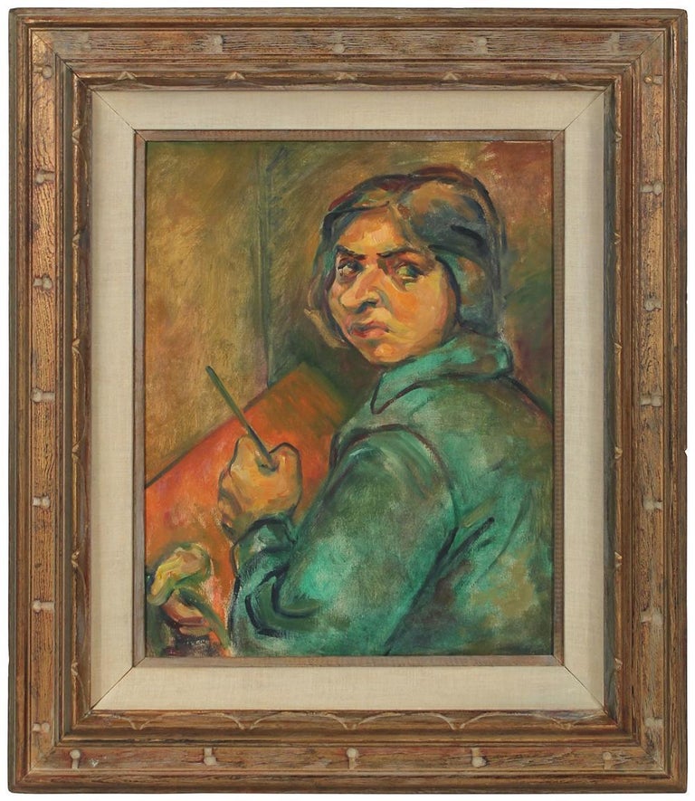 Martin Snipper Portrait Painting - Portrait of Artist Ethel Weiner Mid Century Oil Painting