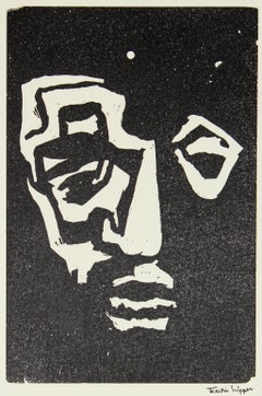 Portrait in Reduction Mid 20th Century Linoleum Block Print