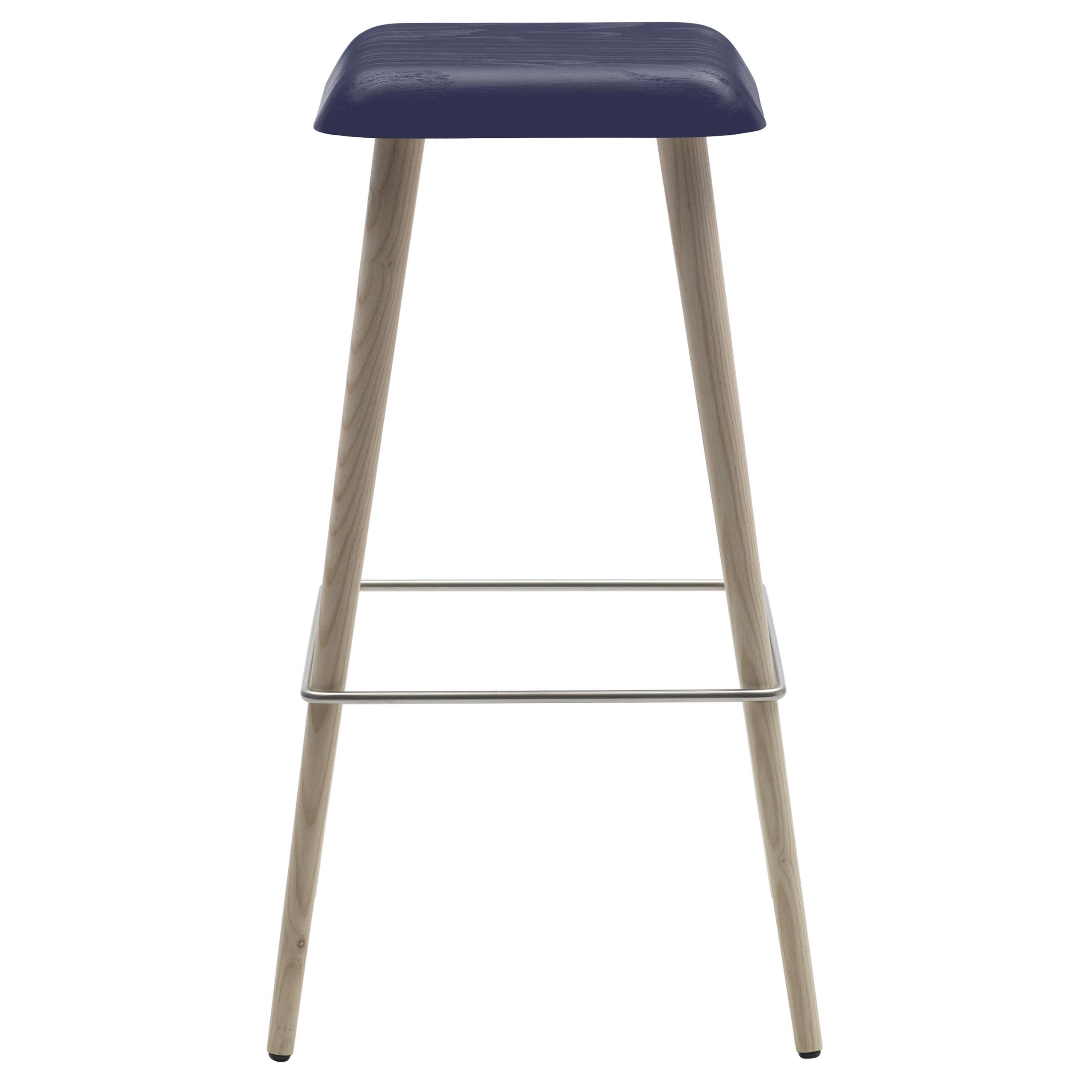 Blue (118_BLUE SHANGHAI ANILINE ASH) Martin Solem Large Daddy Longlegs Stool in Solid Ashwood for Cappellini