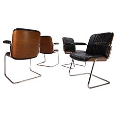 Martin Stoll set of 4 leather dining/conference chairs by Prof. Karl Dittert