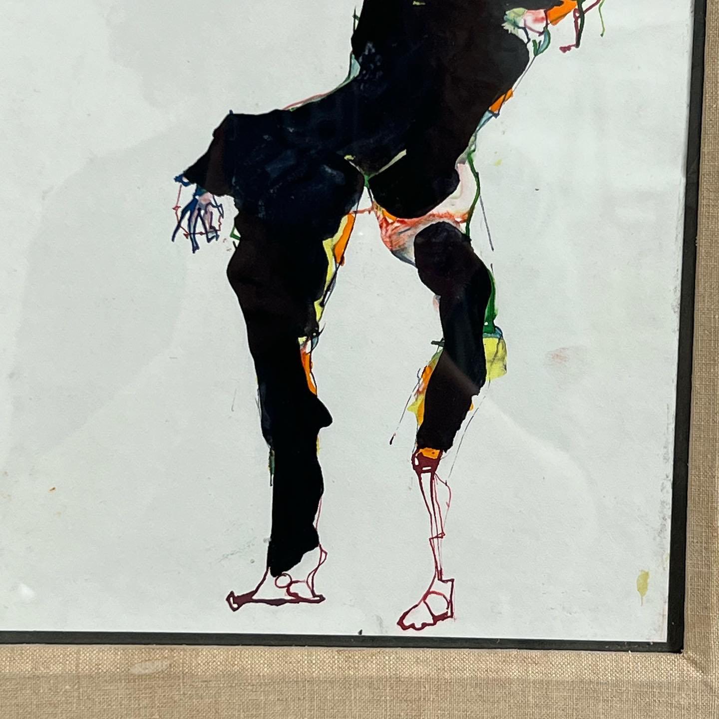 Martin Sumers Abstract Figural Watercolor Painting d. 2003 In Good Condition For Sale In Peabody, MA