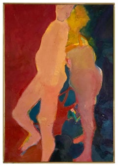 1960s Figural Oil on Panel by Artist Martin Sumers 
