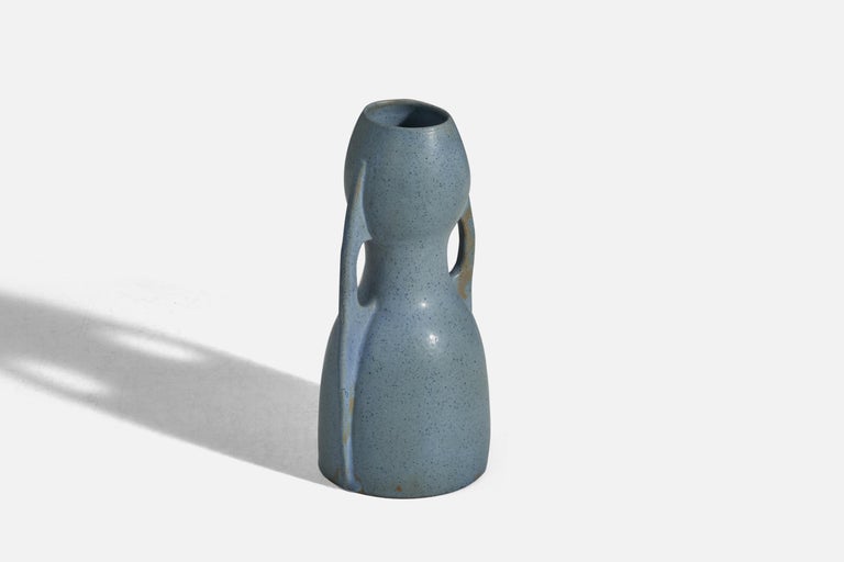 Scandinavian Modern Martin Svensson, Vase, Light-Blue Glazed Stoneware, Höganäs, Sweden, 1930s For Sale