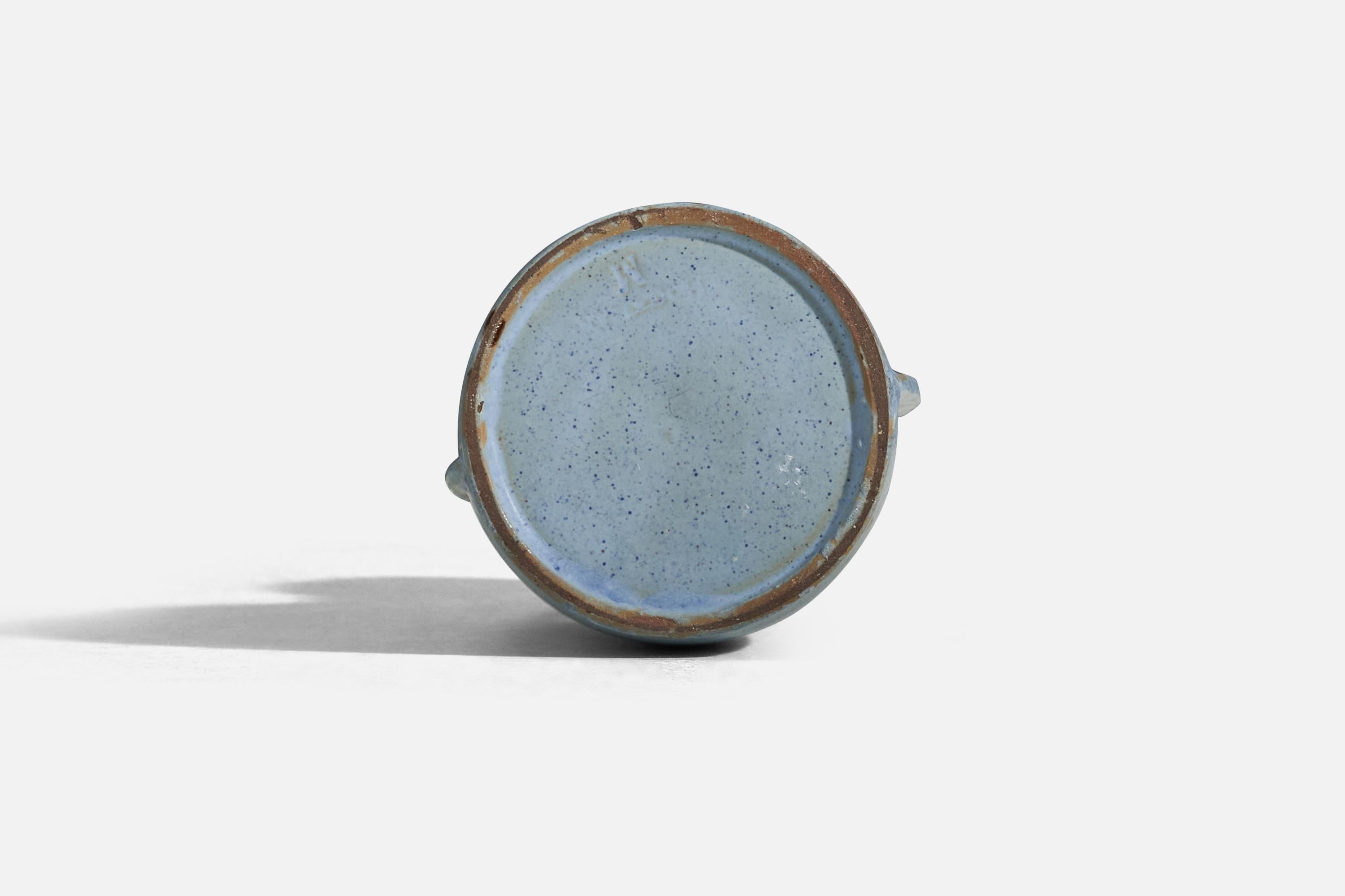Swedish Martin Svensson, Vase, Light-Blue Glazed Stoneware, Höganäs, Sweden, 1930s For Sale