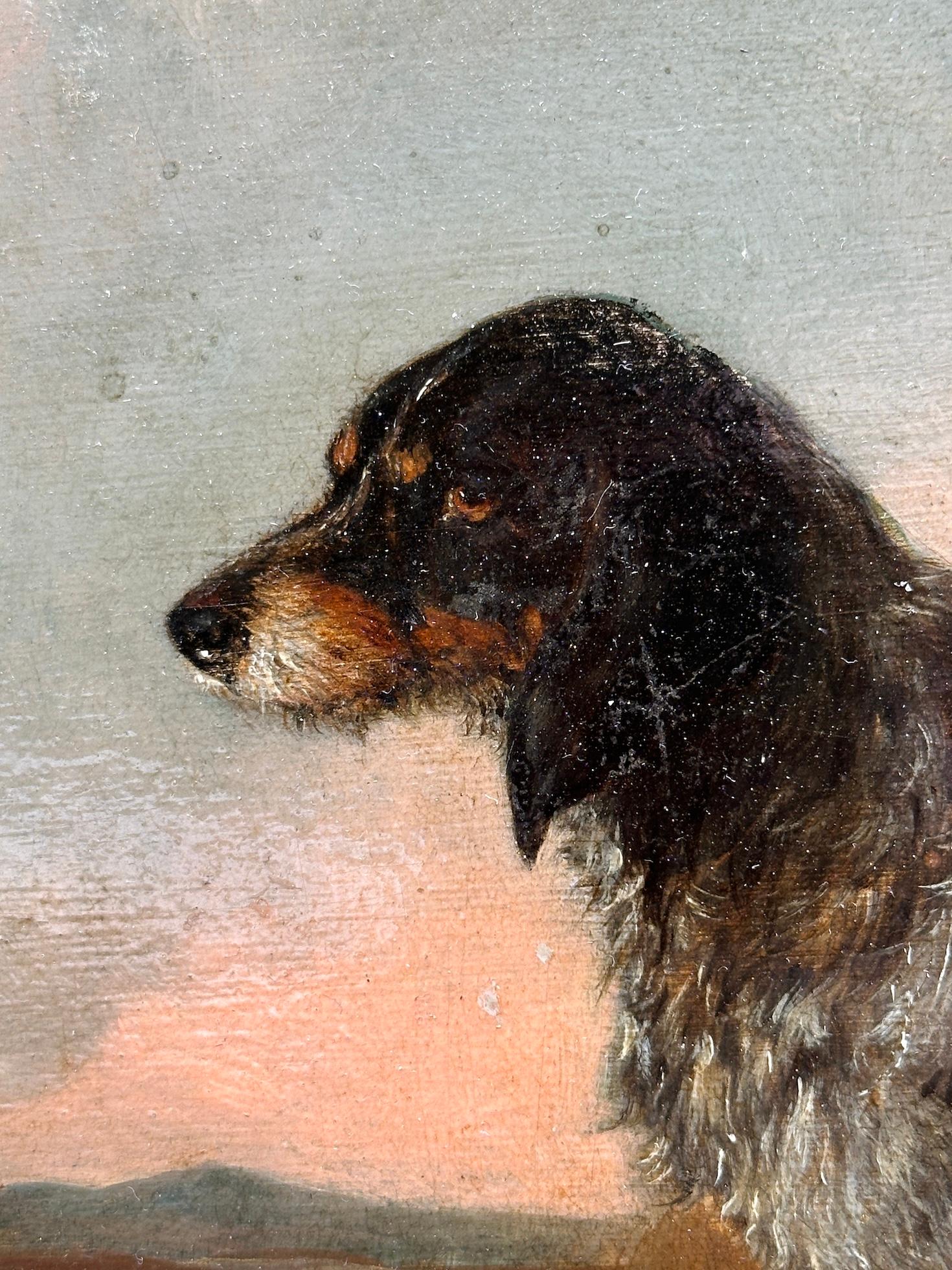 Portrait victorien anglais du 19e siècle d'un épagneul debout dans un paysage - Painting de Martin Theodore Ward