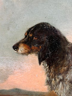 Englisches viktorianisches Porträt eines Spaniels aus dem 19. Jahrhundert, der in einer Landschaft steht