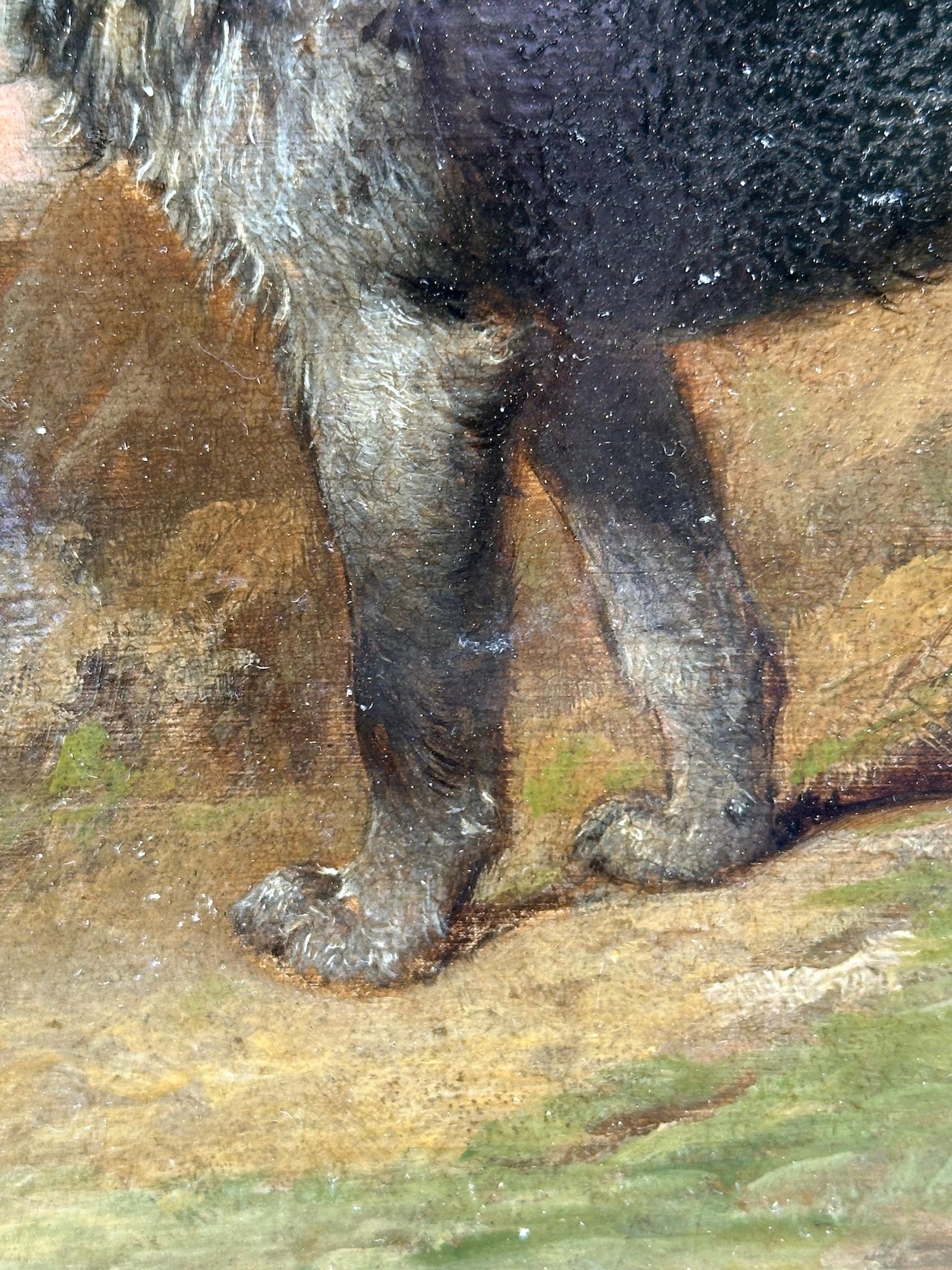 Portrait victorien anglais du 19e siècle d'un épagneul debout dans un paysage - Marron Portrait Painting par Martin Theodore Ward