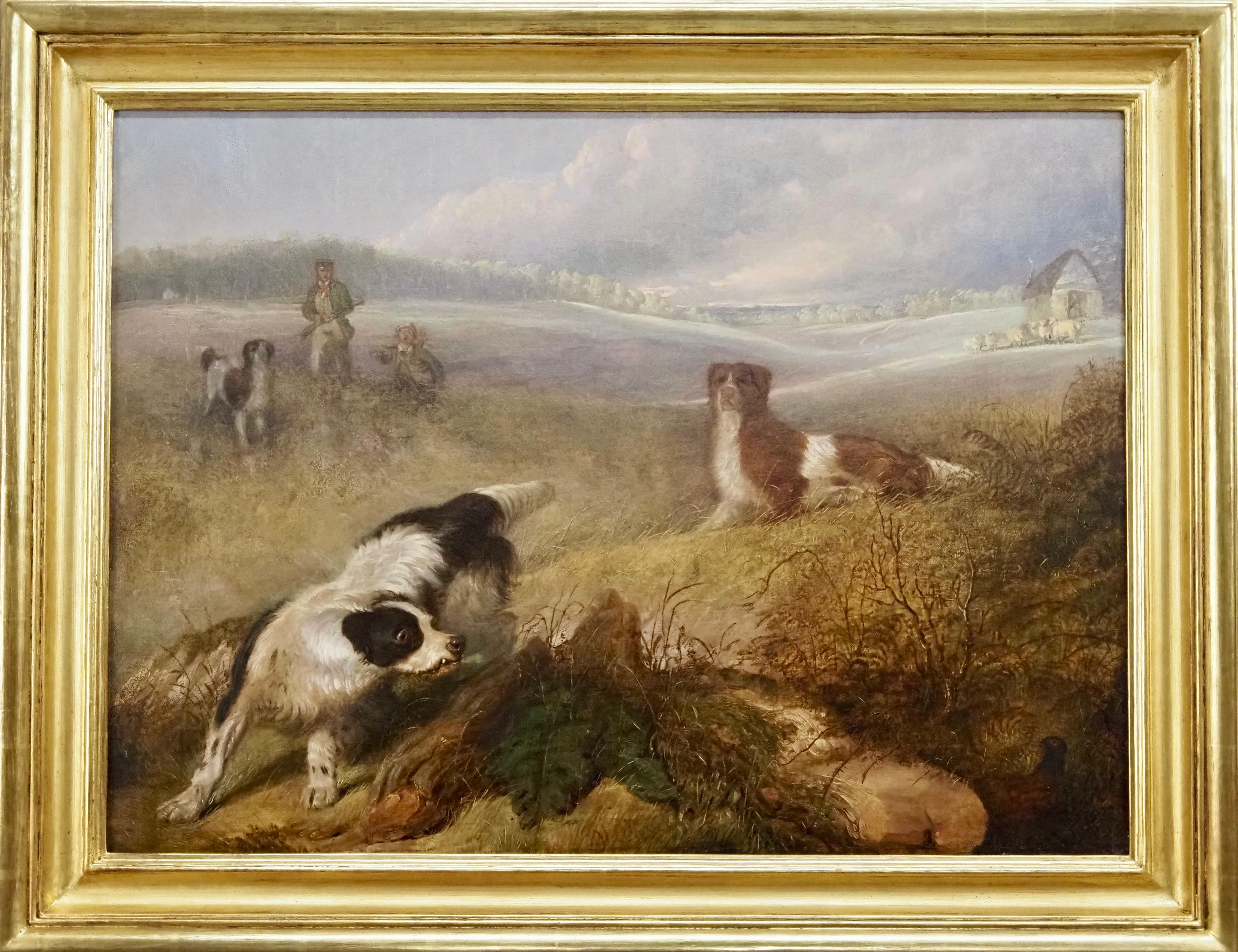Martin Theodore Ward Landscape Painting - Setters on the scent