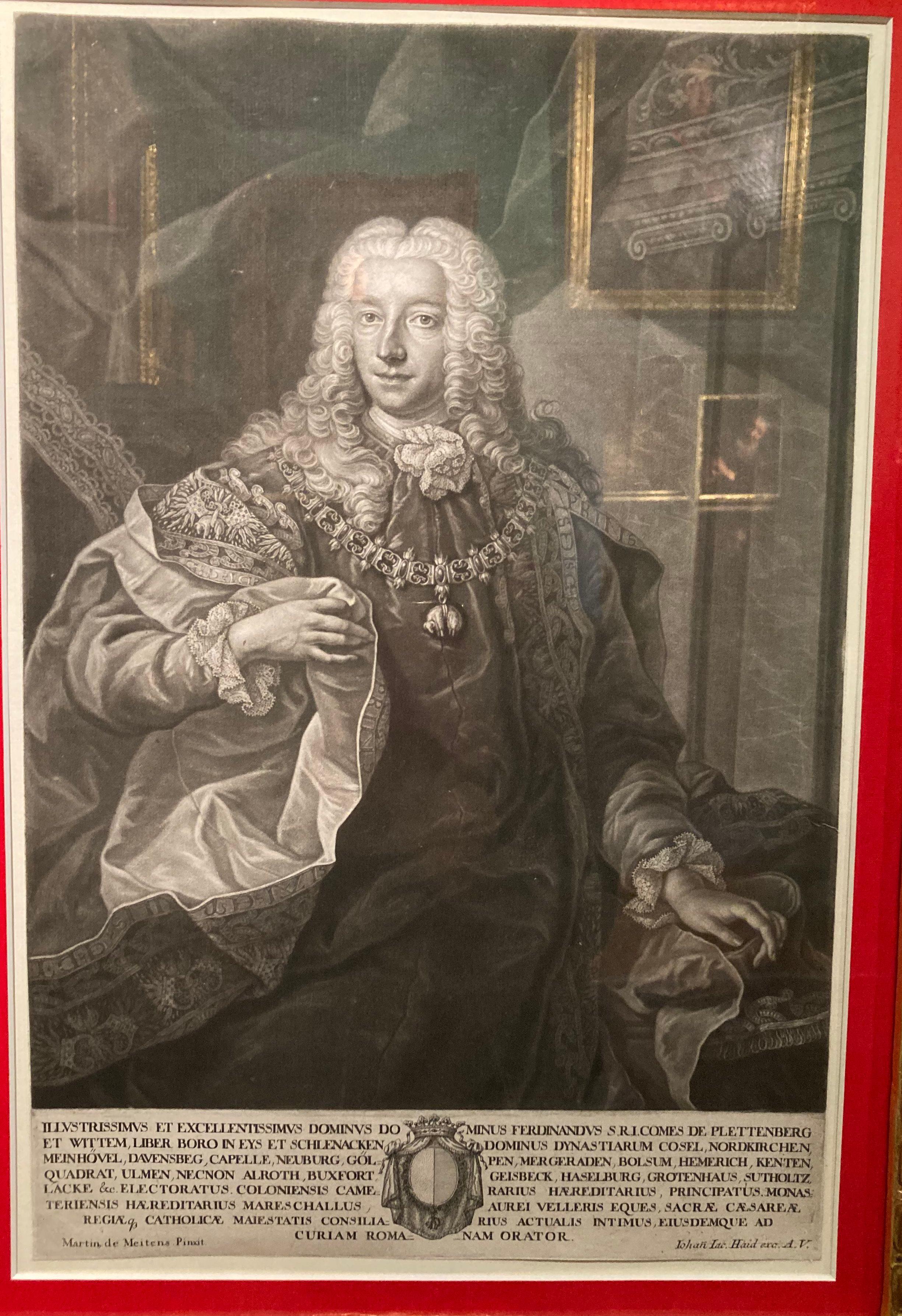 J Haid, Martin Van Meytens, Engraving, Portrait Count Ferdinand Plettenberg For Sale 2